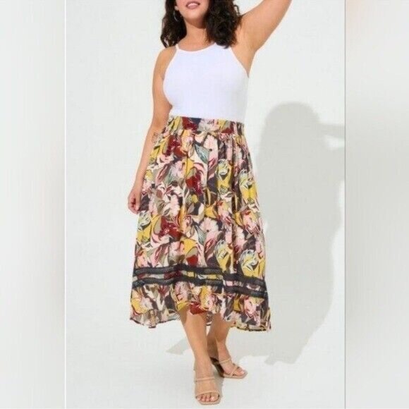 Torrid Floral Boho High Low Maxi Skirt 1 L XL - Picture 3 of 5